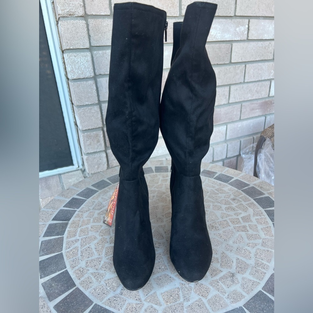 4. New without Box Bella Vita Troy II Tall Suede Dress Boots 7W Plus Calf - Picture 2 of 10